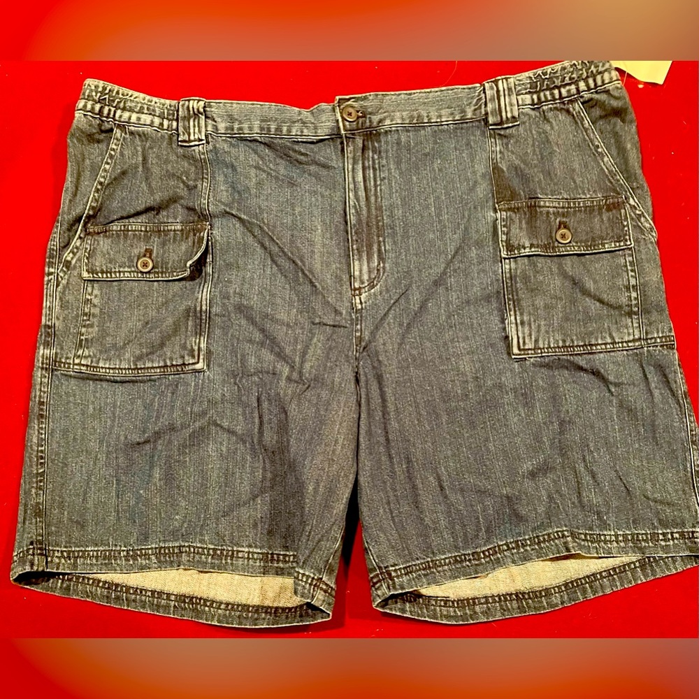 Big Men’s Denim 52 Cargo Shorts Outdoor Life Blue Denim Pockets